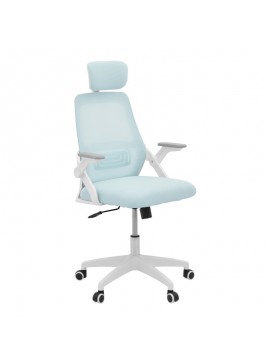 Καρέκλα γραφείου Peja pakoworld mesh ύφασμα μέντα-σκελετός λευκό 58x60x107-117εκ