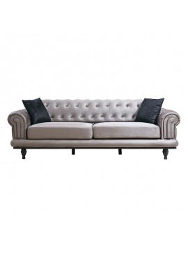 Καναπές 3θέσιος PWF-0522 pakoworld ύφασμα γκρι-μαύρο 230x95x78εκ 071-001165