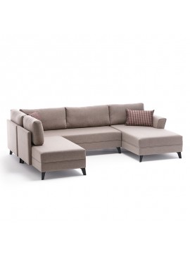 Πολυμορφικός καναπές κρεβάτι PWF-0536 pakoworld ύφασμα κρεμ 300x202x78εκ 071-001190