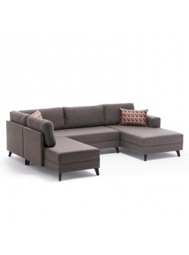 Πολυμορφικός καναπές κρεβάτι PWF-0535 pakoworld ύφασμα ανοικτό καφέ 300x202x78εκ 071-001194