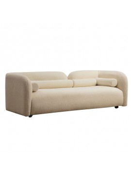 Καναπές 3θέσιος Tranquil pakoworld ύφασμα μπουκλέ κρεμ 228x90x74εκ 071-001404