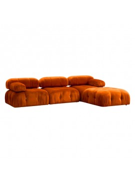 Πολυμορφικός καναπές Divine 2 βελουτέ σε χρώμα πορτοκαλί 288/190x75εκ 071-001480
