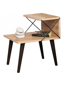 Βοηθητικό τραπέζι-κομοδίνο Gather pakoworld sonoma-καρυδί 50x40x55εκ 071-001532