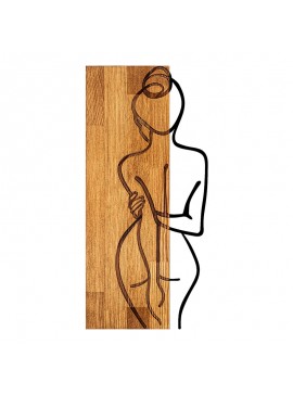 Διακοσμητικό τοίχου Kelesipo pakoworld ξύλο πεύκου σε φυσική απόχρωση με μαύρο μέταλλο 27x3x58εκ