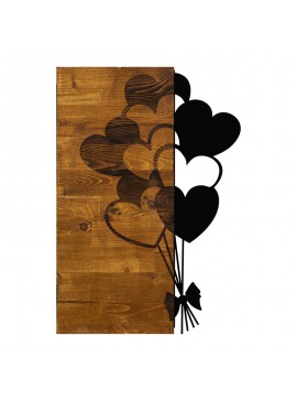 Διακοσμητικό τοίχου Hearby pakoworld ξύλο πεύκου σε φυσική απόχρωση με μαύρο μέταλλο 39x3x58εκ