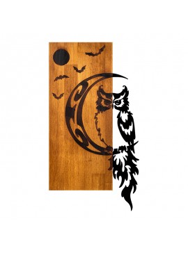 Διακοσμητικό τοίχου Owle pakoworld ξύλο πεύκου σε φυσική απόχρωση με μαύρο μέταλλο 36x3x66εκ