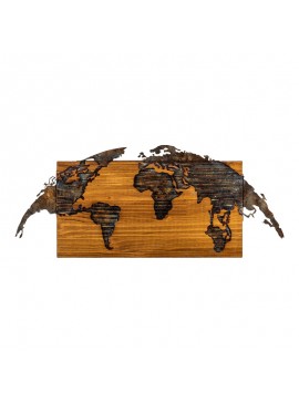 Διακοσμητικό τοίχου Mable pakoworld ξύλο πεύκου σε φυσική απόχρωση με μαύρο μέταλλο 83x3x38εκ