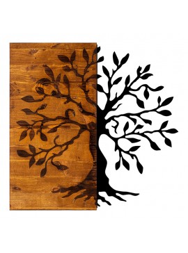 Διακοσμητικό τοίχου Trelbo pakoworld ξύλο πεύκου σε φυσική απόχρωση με μαύρο μέταλλο 58x3x58εκ