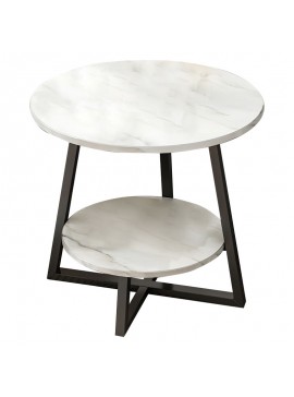 Τραπέζι σαλονιού Rota MDF λευκό μαρμάρου-μαύρο Φ60x60cm 072-000062
