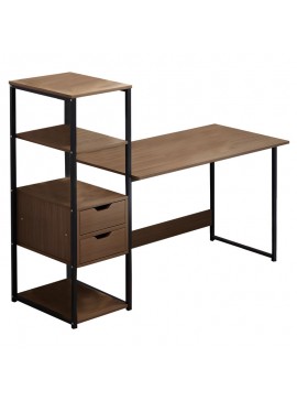Γραφείο Zayn ΙΙ pakoworld με ραφιέρα-MDF καρυδί-μαύρο 107x40x110εκ 072-000070