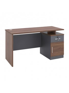 Γραφείο εργασίας Cassius pakoworld ανθρακί-καρυδί 120x60x75εκ 072-000080