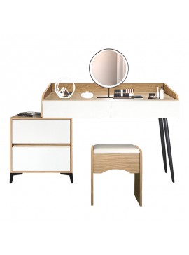 Τουαλέτα κρεβατοκάμαρας Gammon με σκαμπό pakoworld mdf σε oak-λευκό απόχρωση 102x40x75εκ