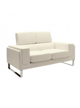 Καναπές Shea pakoworld 2θέσιος PU ivory-inox 158x80x87εκ 074-000011