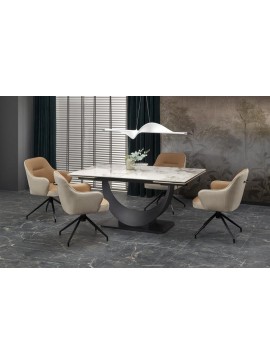 FERNANDO extension table, white marble / black DIOMMI-60-29242