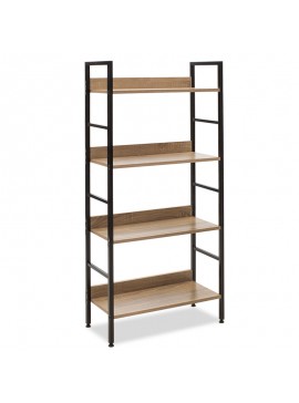 Βιβλιοθήκη- Ραφιέρα Ramon pakoworld φυσικό-μαύρο 60x28x125,5εκ 085-000002