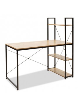 Γραφείο-ραφιέρα Ramon pakoworld φυσικό-μαύρο 122x64x120εκ 085-000003