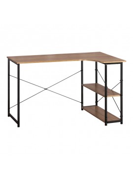 Γωνιακό γραφέιο Merlin pakoworld δεξιά γωνία σε oak απόχρωση με μαύρο μέταλλο 120x73x75εκ