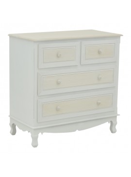 Συρταριέρα Joliene Inart mdf σε λευκή αντικέ-φυσική απόχρωση 80x40x80εκ