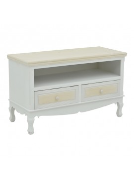 Έπιπλο τηλεόρασης Joliene Inart mdf σε λευκή αντικέ-φυσική απόχρωση 100x42x61εκ