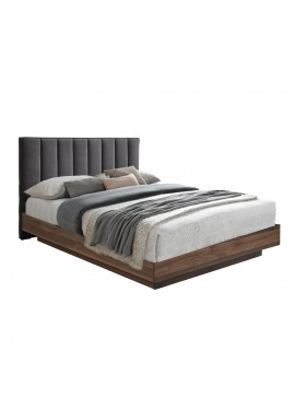 Liberta BOXY ΚΡΕΒΑΤΙ (ΓΙΑ ΣΤΡΩΜΑ 160x200cm) ΓΚΡΙ ΣΚΟΥΡΟ ΚΑΡΥΔΙ 211,5x165xH111,2cm 211,5x165xH111,2cm 09-1236