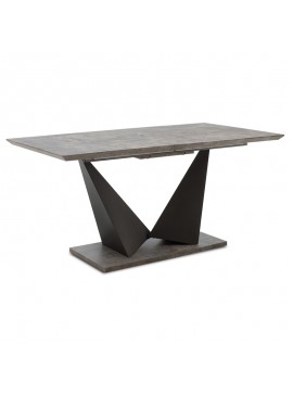Τραπέζι Gordon pakoworld επεκτεινόμενο MDF 40mm γκρι cement - πόδι μαύρο 160-200x90x75εκ 093-000008