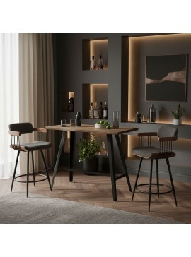 Tραπέζι μπαρ Nuel Intrahome MDF καρυδί - πόδι μαύρο 140x70x103.5εκ INTRAPA-104111125