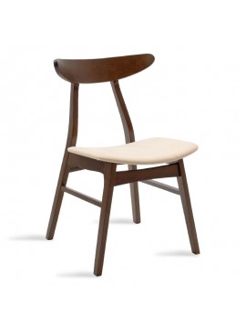 Καρέκλα Orlean pakoworld μπεζ ύφασμα-rubberwood καρυδί πόδι 097-000007