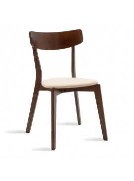 Καρέκλα Toto pakoworld μπεζ ύφασμα-rubberwood καρυδί πόδι 097-000011