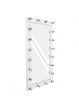 MIRROR-160x80-4 GloboStar®  MAKEUP MIRROR-160x80-4 Μοντέρνος Καθρέπτης Μακιγιάζ με Πλαίσιο Φυσικού Ξύλου με Διακόπτη On/Off 20 x E27 AC220-240V - Μ80 x Π7 x Υ160cm - Λευκή Λάκα