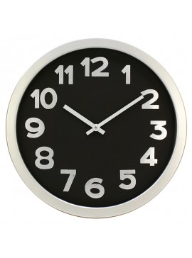 Ρολόι τοίχου πλαστικό σε χρώμα black/silver Ø40εκ. 100-01428