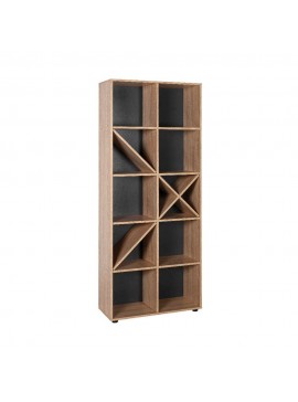 Βιβλιοθήκη με 5 ράφια σε χρώμα sonoma/μαύρο 75x30x188 100-02202
