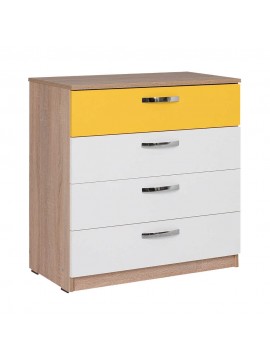 Συρταριέρα με 4 συρτάρια σε χρώμα σονόμα-κίτρινο-λευκό 73x41x75 100-02264