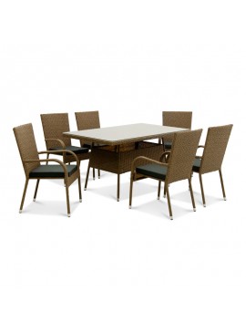 Σετ τραπεζαρίας "VANNA" 7τμχ από wicker σε καφέ χρώμα 150x90x77 100-02579