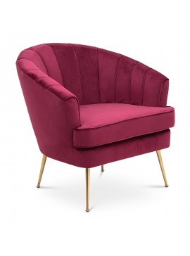 Πολυθρόνα "EMMA" από μέταλλο/ύφασμα βελούδο σε χρώμα χρυσό/βυσσινί 80x78x79 100-02732