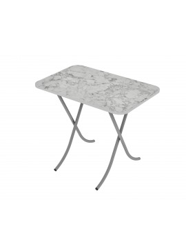 Tραπέζι "MOUNTAIN TOP" πτυσσόμενο από mdf/μέταλλο σε χρώμα λευκό μαρμάρου 60x90x75 100-02936