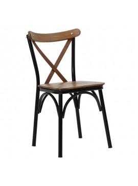 Καρέκλα "NORA" σε χρώμα καρυδί/μαύρο 40x43x85 100-03147
