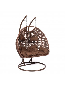 Διπλή κρεμαστή κούνια-φωλιά ''COUPLE'' από μέταλλο/wicker σε καπουτσίνο χρώμα 138x120x200 100-03269