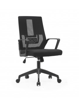 Πολυθρόνα γραφείου εργασίας "STEVI PLUS" με ύφασμα mesh χρώμα μαύρο 55x59x94/102 100-03342