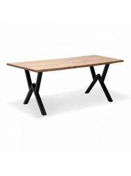 Τραπέζι "KRISTA" από MDF/μέταλλο σε χρώμα ακακία/μαύρο 160x90x75 100-03382