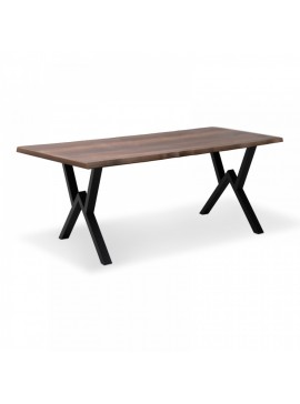 Τραπέζι "KRISTA" από MDF/μέταλλο σε χρώμα καρυδί/μαύρο 160x90x75 100-03383