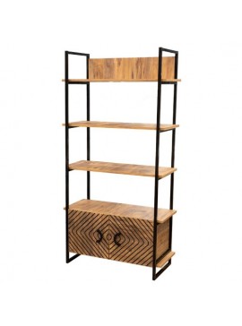 Βιβλιοθήκη "Gate" σε χρώμα atlantic pine-μαύρο 82x35x180 100-03413