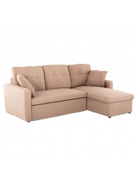 Γωνιακός καναπές κρεβάτι Insta με αποθηκευτικό χώρο μπεζ ύφασμα 220Χ85/145Χ85 100-03460