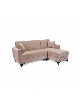 Γωνιακός καναπές κρεβάτι RAF αναστρέψιμος ύφασμα μπεζ 230x145x84 100-03491