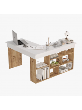 Γραφείο γωνιακό "VIANA" σε χρώμα atlantic pine/λευκό 120x129x72 100-03624