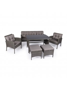 Σαλόνι κήπου "Dros" σετ 6τμχ μέταλλο-rattan σε χρώμα ανθρακί 100-03660