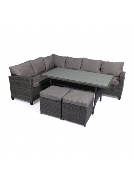 Σαλόνι κήπου γωνιακό "Sif" σετ 4τμχ μέταλλο-rattan-polywood γκρι 100-03661