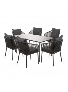 Τραπεζαρία κήπου "Eria" σετ 7τμχ αλουμίνιο ανθρακί-textilene ανθρακί 160x90x75 100-03715