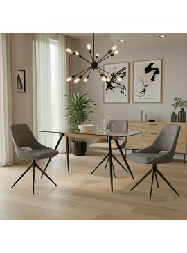 Τραπέζι Raux Intrahome γυάλινο 10χιλ - πόδι μαύρο 140x80x75εκ INTRAPA-212111120