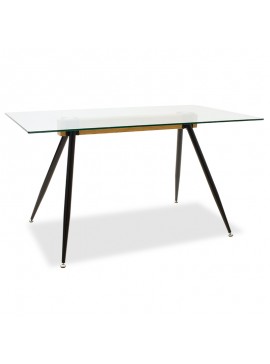 Τραπέζι Astrid pakoworld γυάλινο 10χιλ - πόδι μαύρο 140x80x75εκ