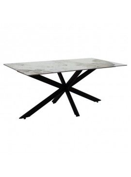 Τραπέζι Bethan pakoworld sintered stone λευκό μαρμάρου-μαύρο 180x90x75εκ